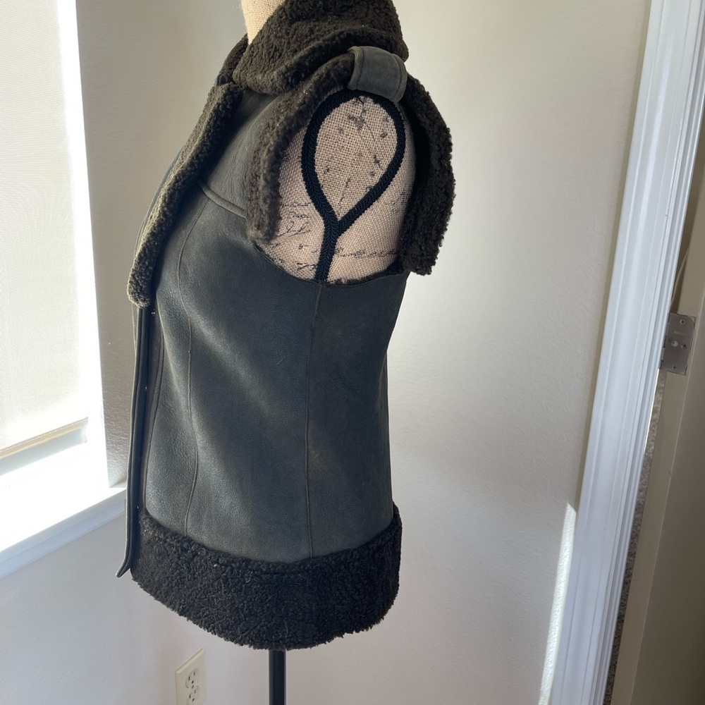 Derek Lam motorcycle biker zip-up vest. Brown. 100% Pelle Di Angelo lambskin. 4 - Picture 3 of 11